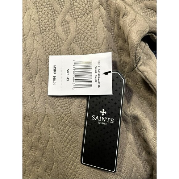 Saints Studio Men's Apparel Brown Embossed T- Shirt 4XL Cable Knit Pattern - Picture 4 of 5